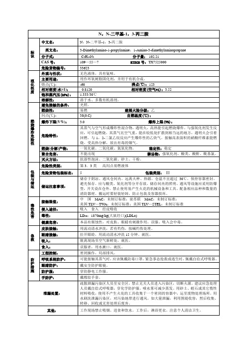 N,N-二甲基-1,3-丙二胺化学品安全技术说明书MSDS