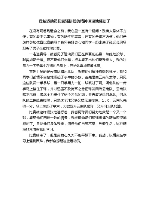 我被运动员们顽强拼搏的精神深深地感动了