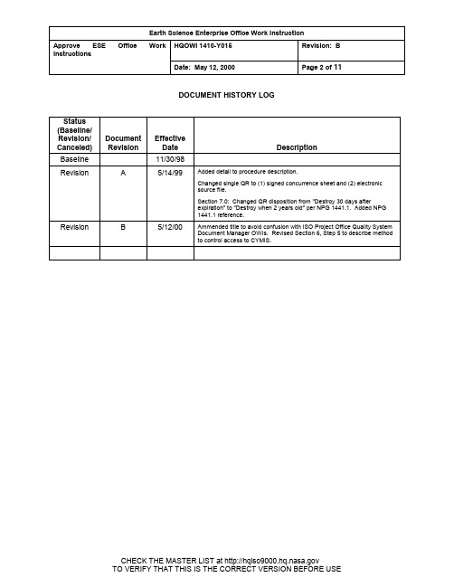 OFFICE WORK INSTRUCTIONS 办公室工作指导书