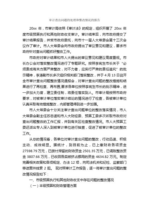 审计查出问题的处理和整改情况的报告_其他整改_