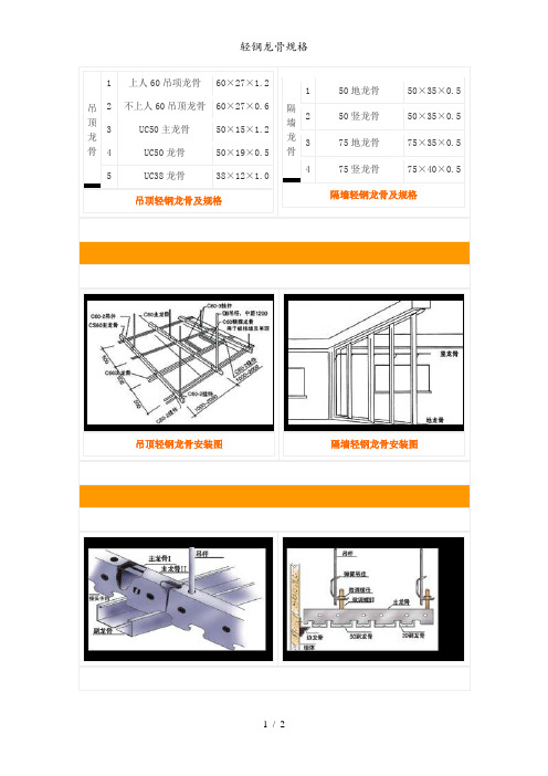 轻钢龙骨规格