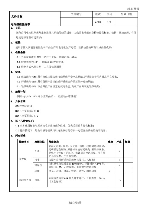 电池组出货检验标准