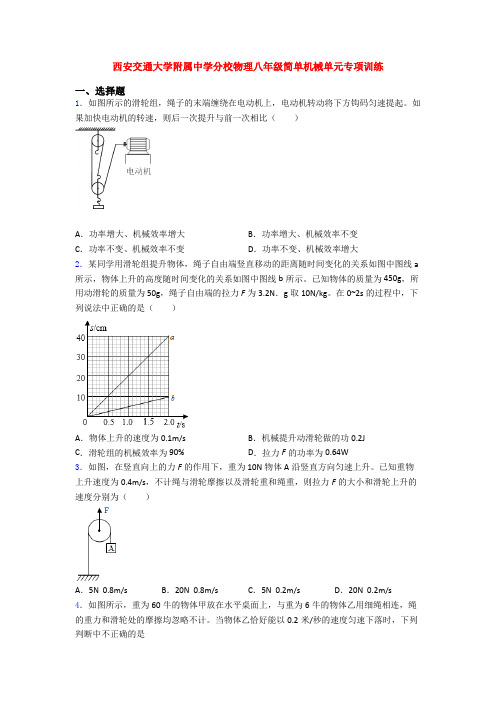 西安交通大学附属中学分校物理八年级简单机械单元专项训练