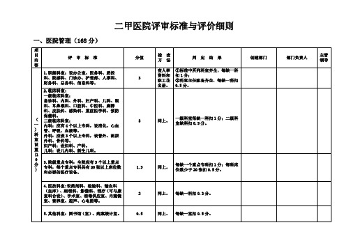 二甲医院评审标准与评价细则 