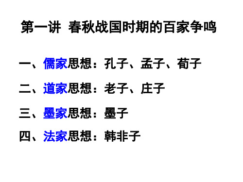 必修三第一单元第一讲春秋战国时期的诸子百家一轮复习