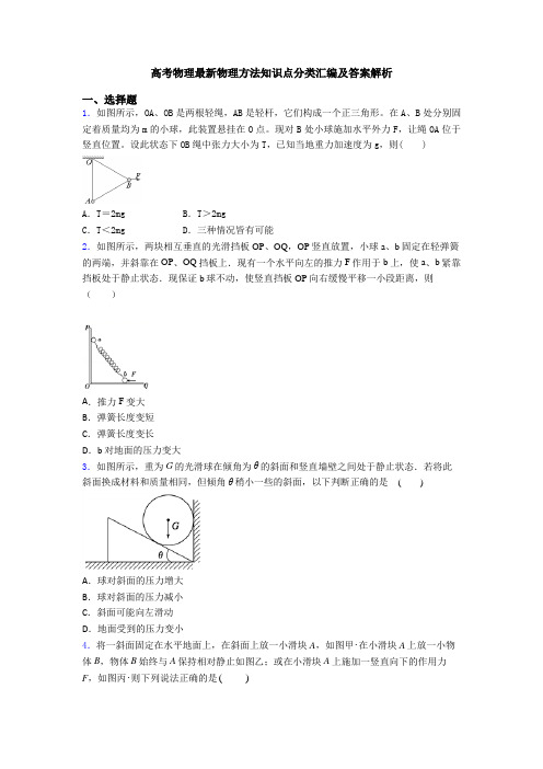 高考物理最新物理方法知识点分类汇编及答案解析