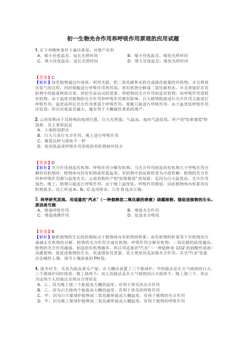 初一生物光合作用和呼吸作用原理的应用试题
