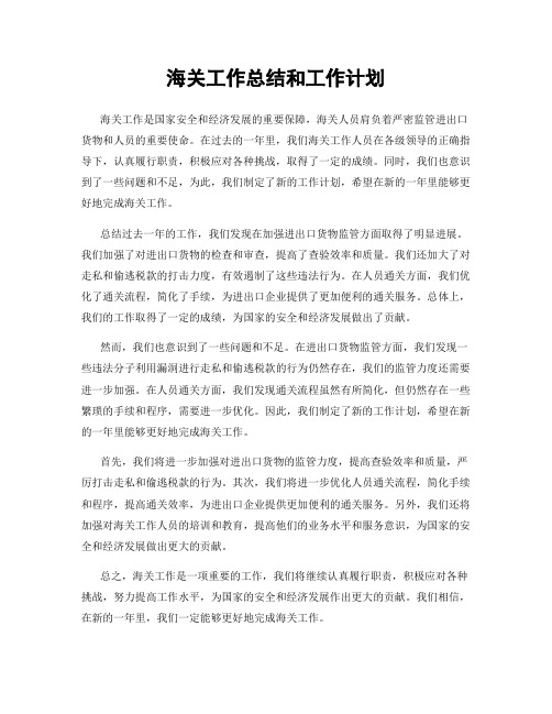 海关工作总结和工作计划