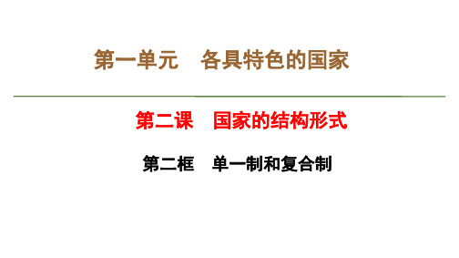 2-2+单一制和复合制+课件-高中政治统编版选择性必修一当代国际政治与经济