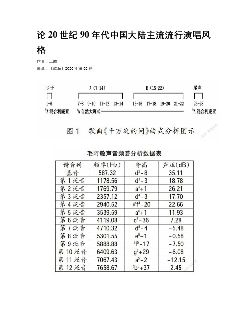 论20世纪90年代中国大陆主流流行演唱风格