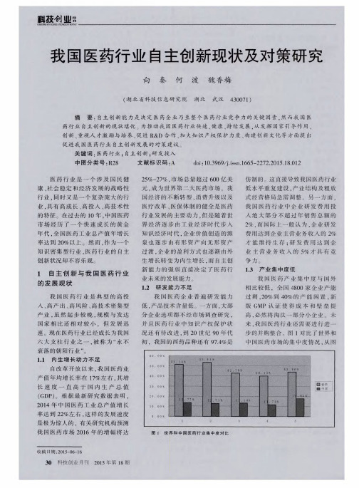 我国医药行业自主创新现状及对策研究