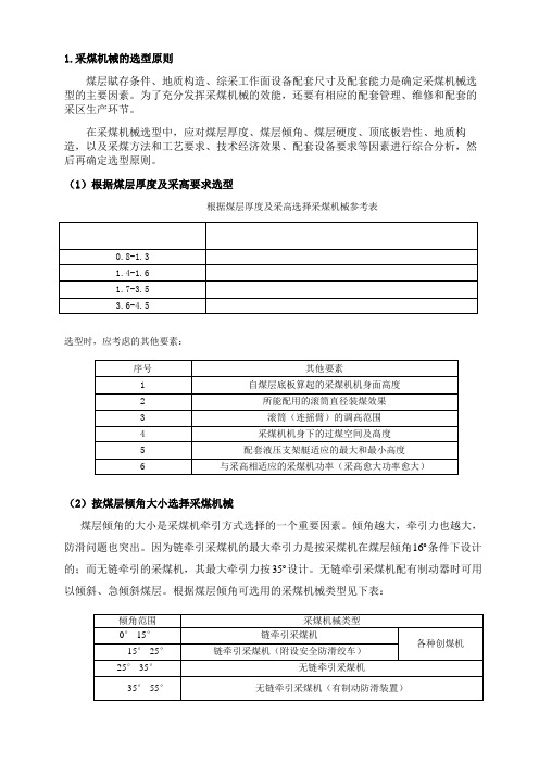 采煤工作面成套设备选型设计