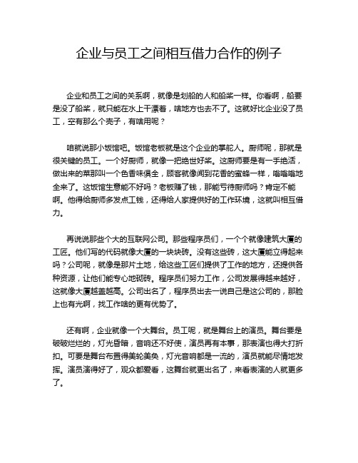 企业与员工之间相互借力合作的例子