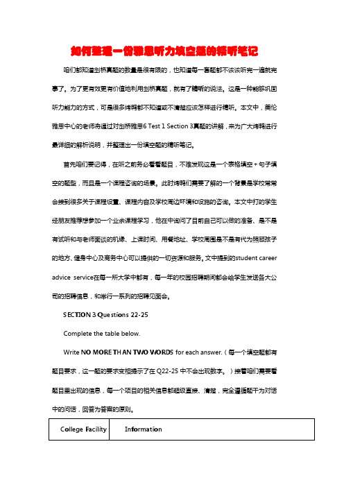 扬州雅思培训-如何整理一份雅思听力填空题的精听整理笔记