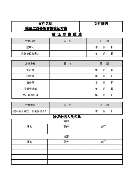 除菌过滤器相容性验证方案