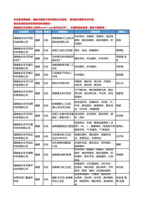 2020新版福建省长乐面料工商企业公司名录名单黄页联系方式大全150家