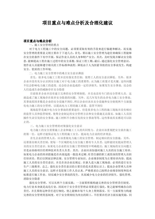 项目重点与难点分析及合理化建议