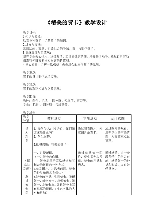 六年级上册美术教案-2.4 精美的贺卡丨岭南版