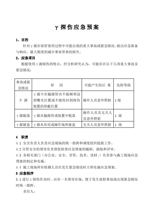 γ探伤应急预案