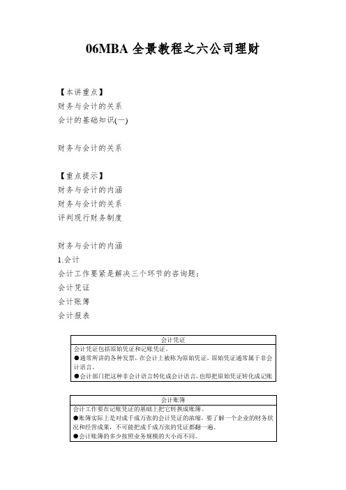 06MBA全景教程之六公司理财