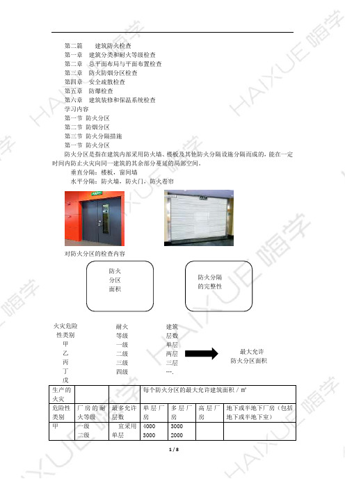 一级消防工程师 消防安全技术综合能力  新教材精讲 第二篇(4)防火防烟分区检查