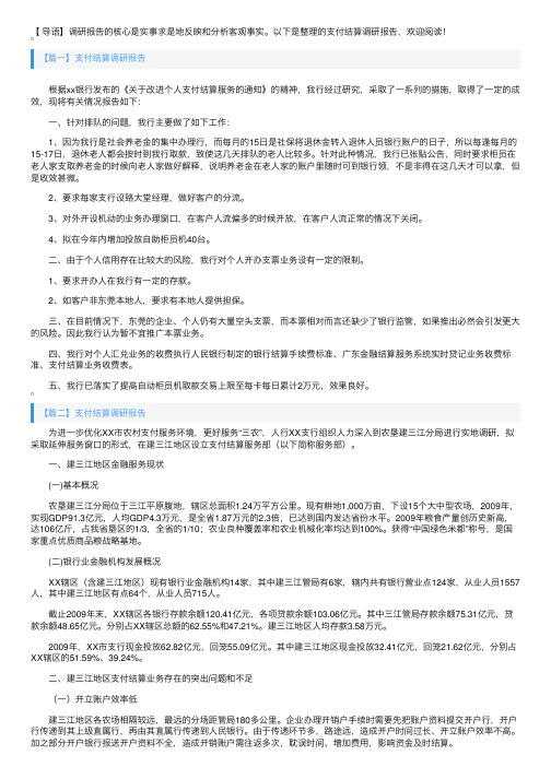 支付结算调研报告