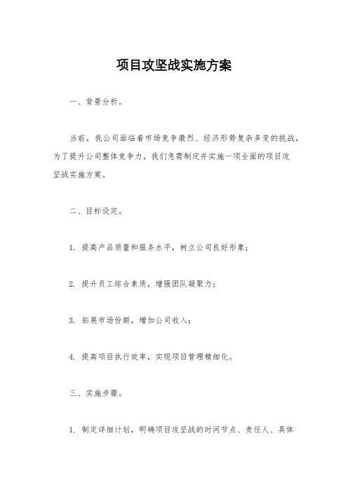 项目攻坚战实施方案