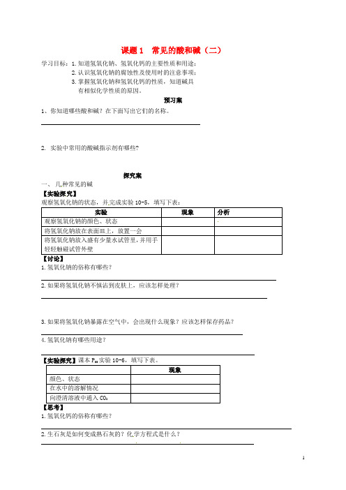 吉林省通榆县第八中学九年级化学下册 10.1 常见的酸和