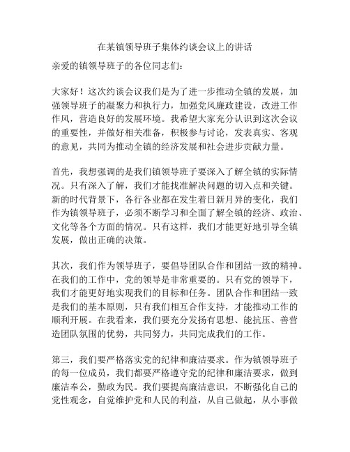 在某镇领导班子集体约谈会议上的讲话