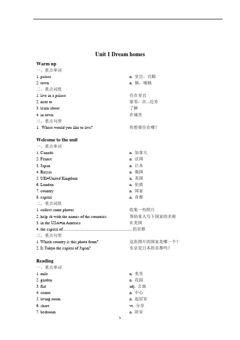 牛津译林英语7B Unit1课本知识整理