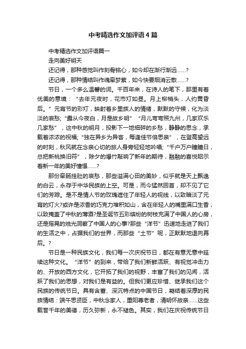 中考精选作文加评语4篇