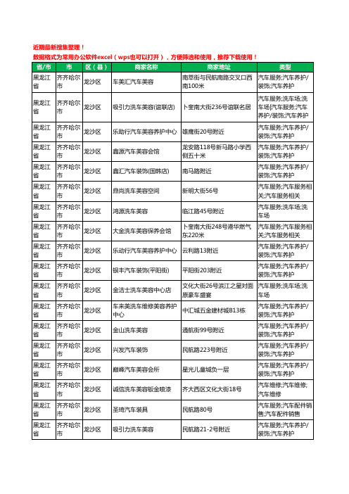 2020新版黑龙江省齐齐哈尔市汽车装具工商企业公司商家名录名单黄页联系方式大全375家