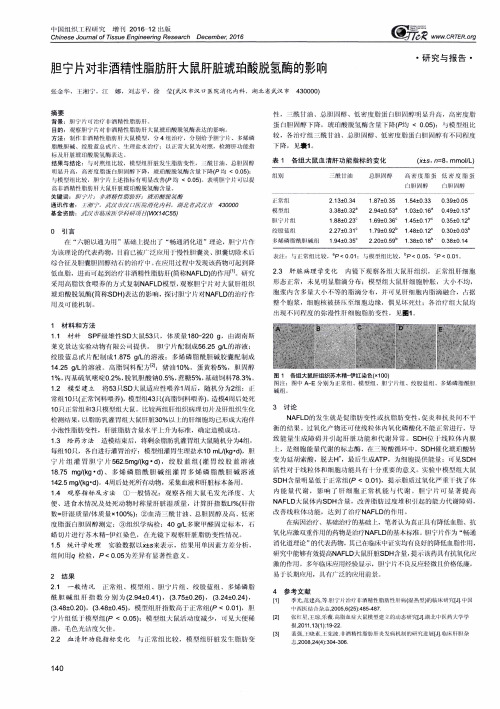 胆宁片对非酒精性脂肪肝大鼠肝脏琥珀酸脱氢酶的影响