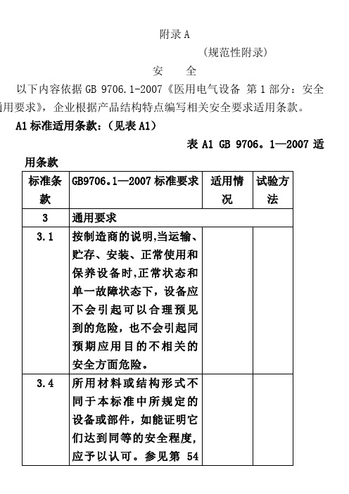 GB-9706.1医用电气设备-安全通用要求-试验模板