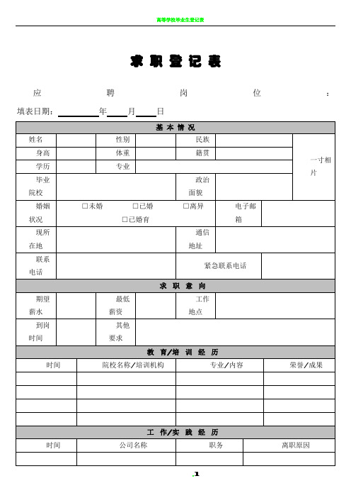 《求职登记表》模板