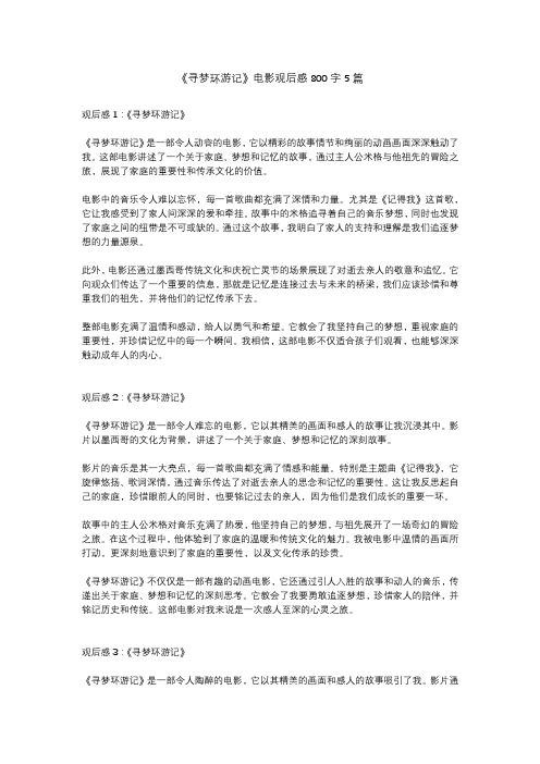 《寻梦环游记》电影观后感800字5篇