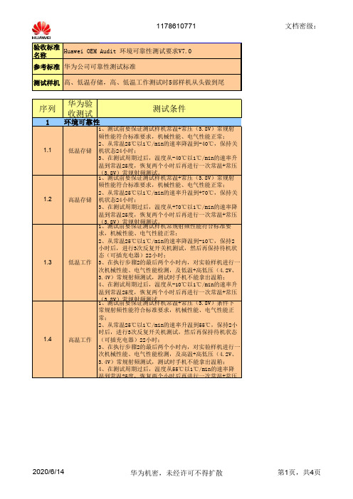 Huawei OEM Audit 环境可靠性测试要求V7.0-T1600版本20100514