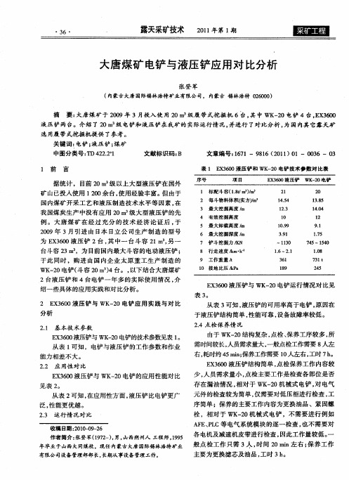 大唐煤矿电铲与液压铲应用对比分析