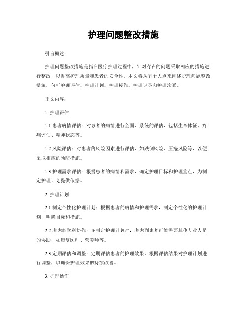 护理问题整改措施