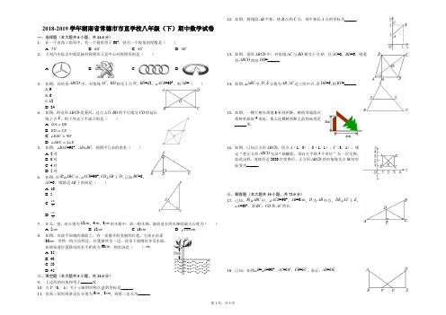 2018-2019学年湖南省常德市市直学校八年级(下)期中数学试卷(解析版)