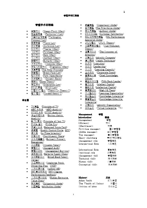 管理学术语精编