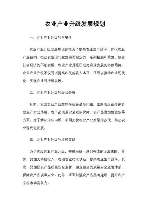 农业产业升级发展规划