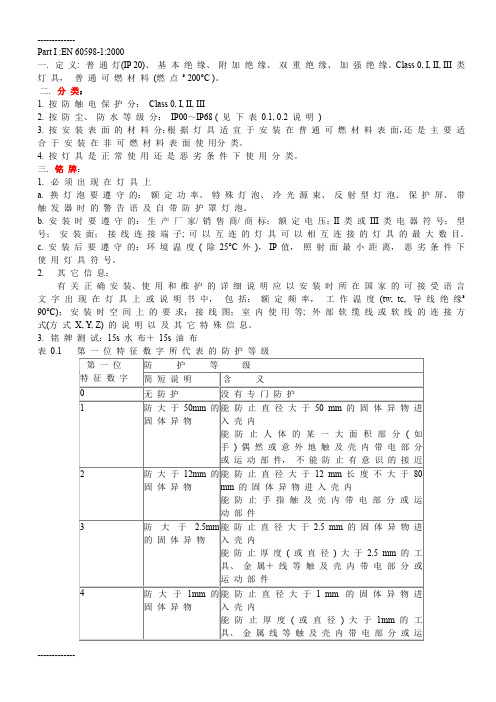 [整理]EN60598-1欧洲灯具安规标准.