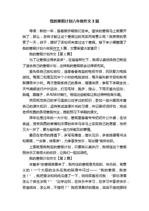 我的寒假计划六年级作文3篇