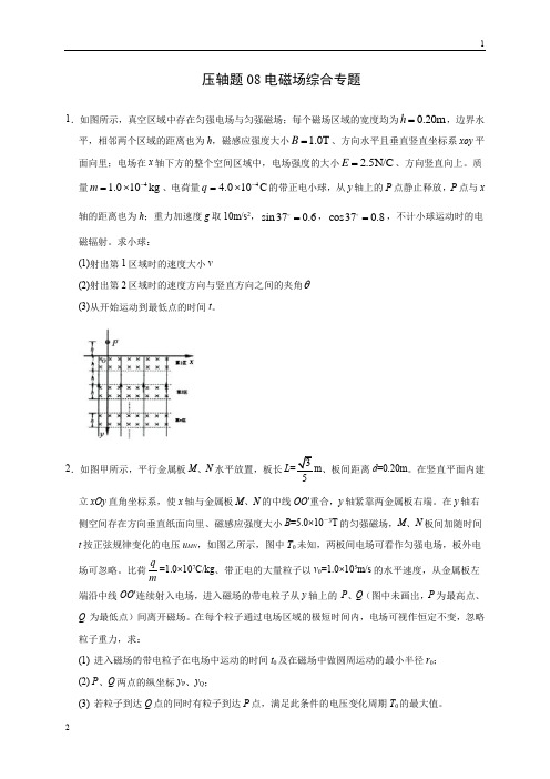 压轴题08 电磁场综合专题(原卷版)-2020年高考物理挑战压轴题(尖子生专用)