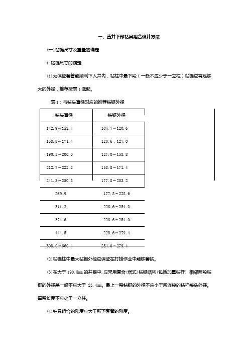 各种钻具组合设计方法