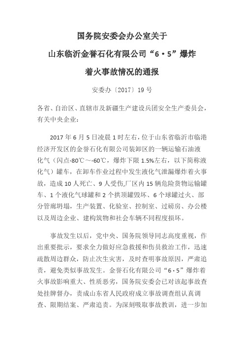 2017-山东临沂金誉石化有限公司“6·5”爆炸着火事故