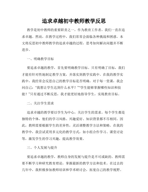 追求卓越初中教师教学反思