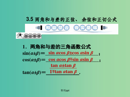 高考数学一轮复习 3.5两角和与差的正弦、 余弦和正切公式 文 湘教版