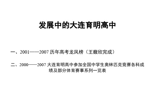 1,2000年大连育明高中参加全国中学生奥林匹克竞赛各科成绩一览表